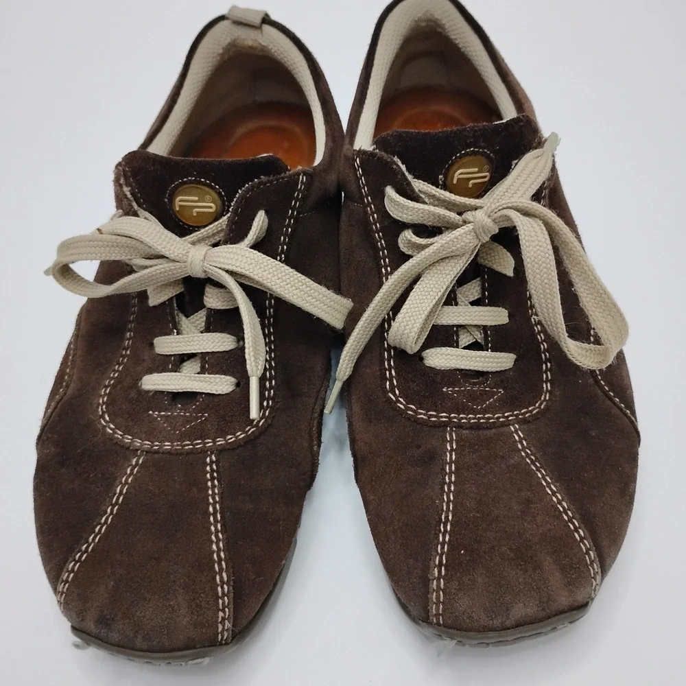 Footprints by Birkenstock Women's Brown Suede Lace Up Sneakers EU 38 US 7.5